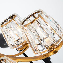 Chandelier, 6 Lights, Brass Metal Frame with Clear Crystal Shades