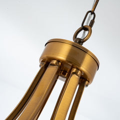 Chandelier, 6 Lights, Brass Metal Frame with Clear Crystal Shades
