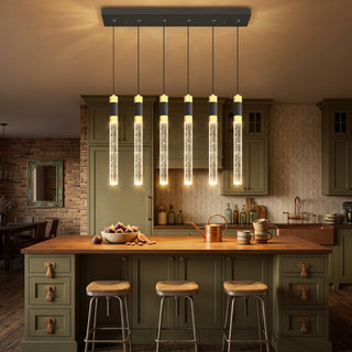 Chandelier, 6 Lights, Crystal and Stainless Steel in Matte Black and Gold