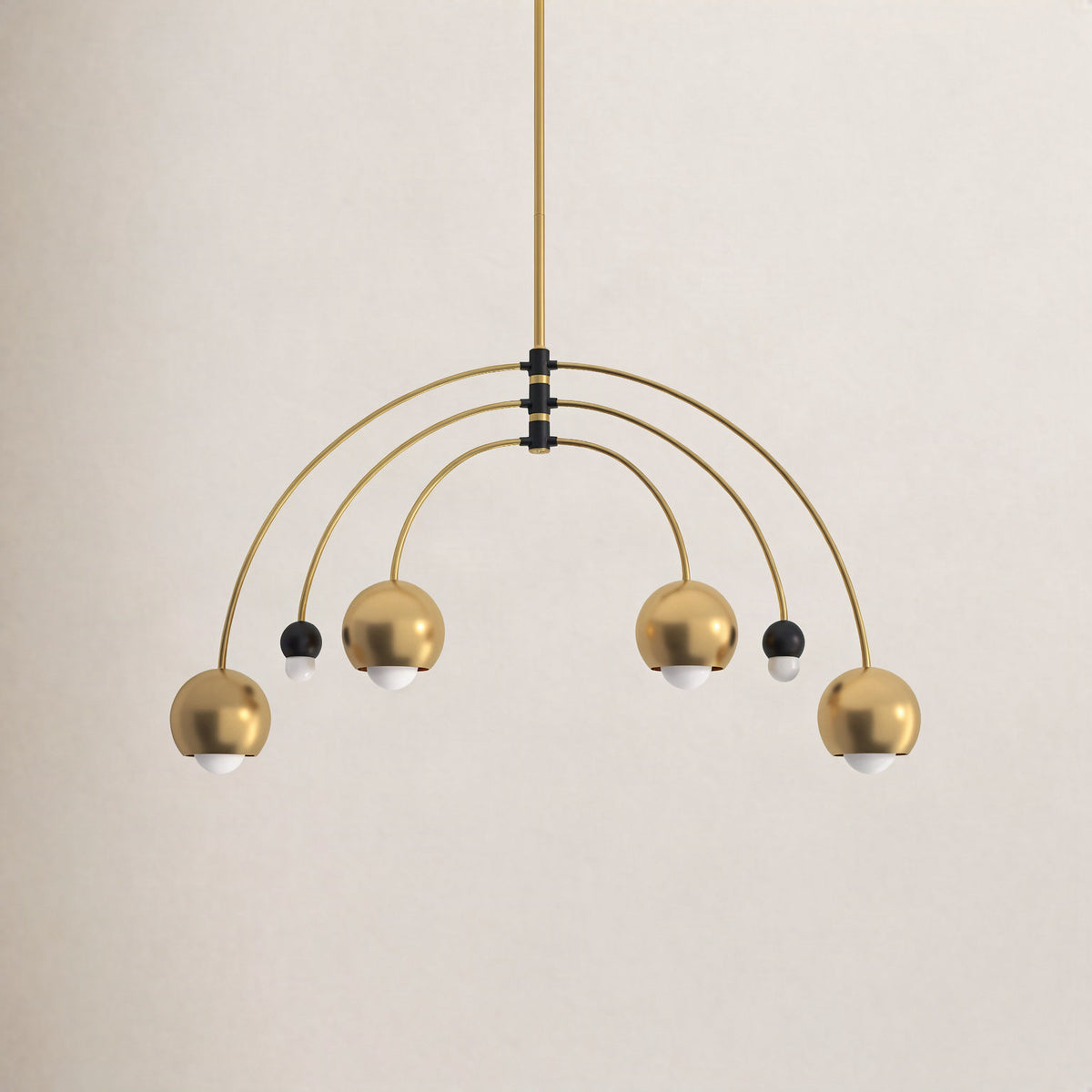 Chandelier, 6 Lights, Steel with Adjustable Arched Arms