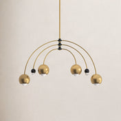 Chandelier, 6 Lights, Steel with Adjustable Arched Arms