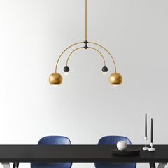 Chandelier, 6 Lights, Steel with Adjustable Arched Arms