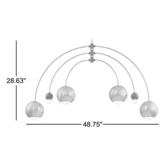 Chandelier, 6 Lights, Steel with Adjustable Arched Arms