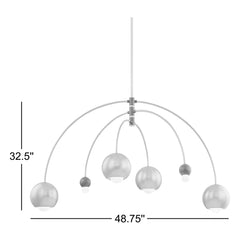 Chandelier, 6 Lights, Steel with Adjustable Arched Arms