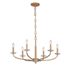 Chandelier, 6 Lights, Steel with Crystal Accents, 32 Inch Wide