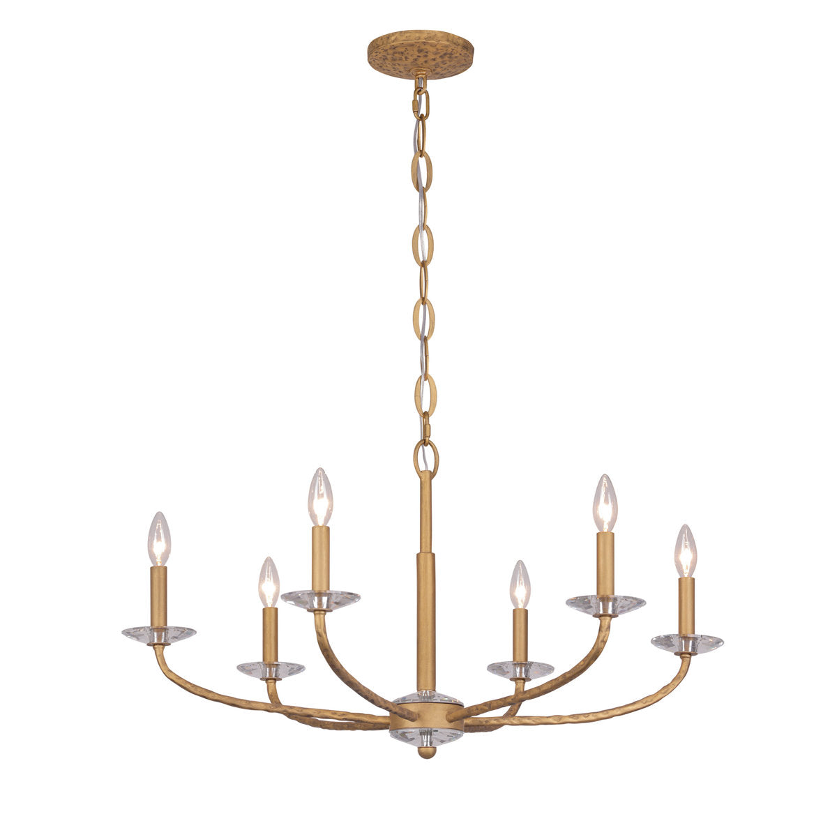 Chandelier, 6 Lights, Steel with Crystal Accents, 32 Inch Wide