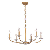 Chandelier, 6 Lights, Steel with Crystal Accents, 32 Inch Wide
