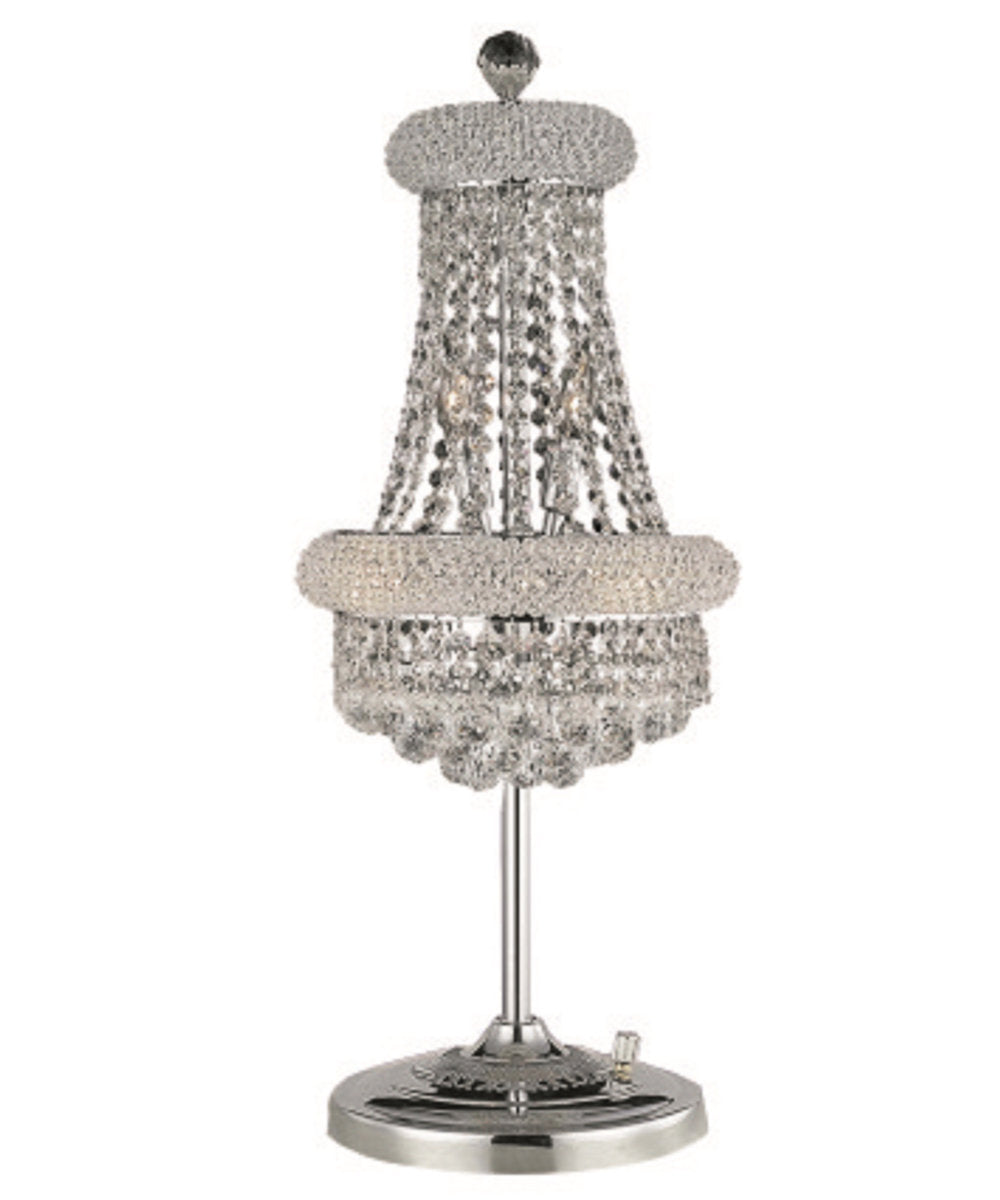 Chandelier, 6 Lights with Real Crystal, Chrome Finish