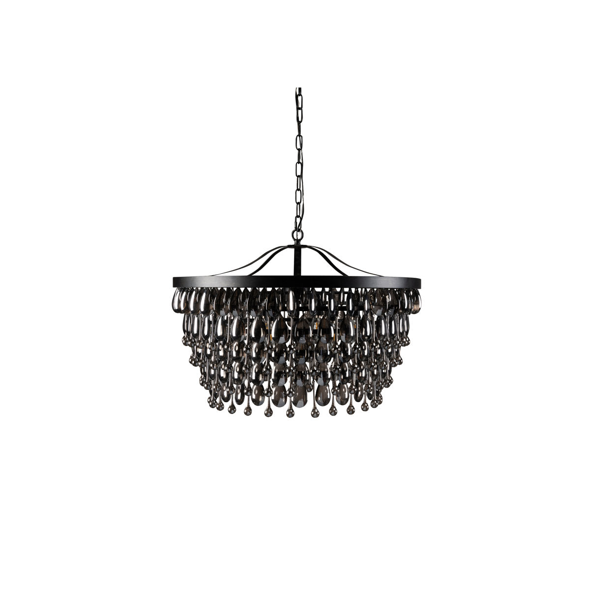 Chandelier, 7-Light Iron Frame with Black Crystal Shade