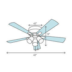 Chandelier Ceiling Fan with Light Kit, 42 in Blade Span