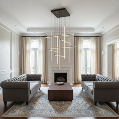 Chandelier with 10 LED Light Bars in Matte Black Aluminum