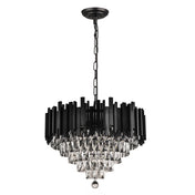 Chandelier with 10 Lights and Double-Sided Crystals in Matte Black