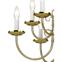Chandelier with 10 Lights and Steel Frame in Polished Brass