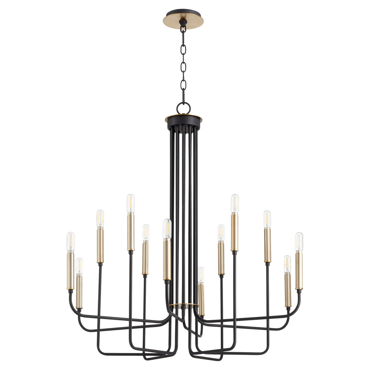 Chandelier with 12 Lights in Aged Brass Finish