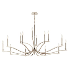 Chandelier with 14 Lights and 2 Tiers in Polished Nickel