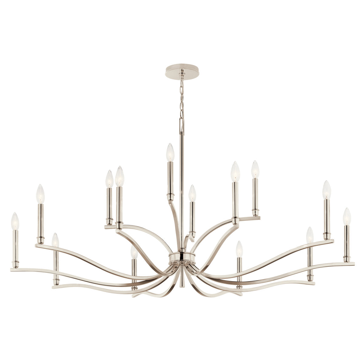 Chandelier with 14 Lights and 2 Tiers in Polished Nickel