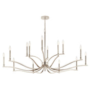 Chandelier with 14 Lights and 2 Tiers in Polished Nickel