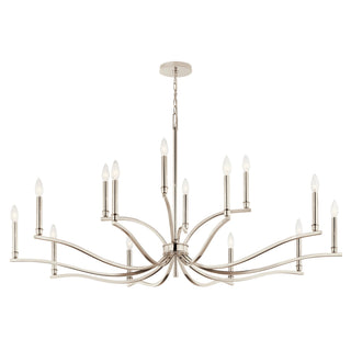 Chandelier with 14 Lights and 2 Tiers in Polished Nickel