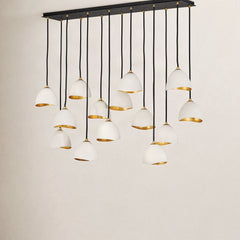 Chandelier with 14 Lights and Bell Shade in Shell White