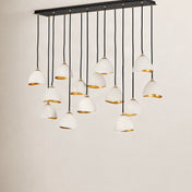 Chandelier with 14 Lights and Bell Shade in Shell White