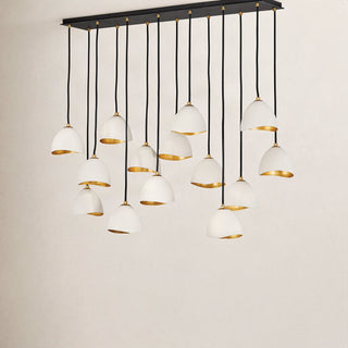 Chandelier with 14 Lights and Bell Shade in Shell White