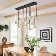Chandelier with 14 Lights and Bell Shade in Shell White