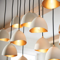 Chandelier with 14 Lights and Bell Shade in Shell White