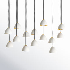 Chandelier with 14 Lights and Bell Shade in Shell White