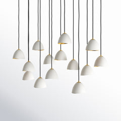 Chandelier with 14 Lights and Bell Shade in Shell White