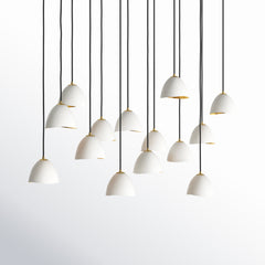 Chandelier with 14 Lights and Bell Shade in Shell White