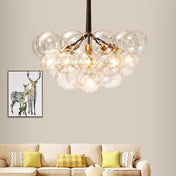 Chandelier with 18 Clear Glass Balls and 6 Lights