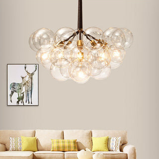 Chandelier with 18 Clear Glass Balls and 6 Lights