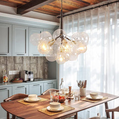 Chandelier with 18 Clear Glass Balls and 6 Lights