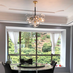 Chandelier with 18 Clear Glass Balls and 6 Lights