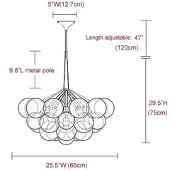 Chandelier with 18 Clear Glass Balls and 6 Lights