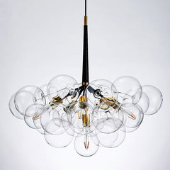 Chandelier with 18 Clear Glass Balls and 6 Lights