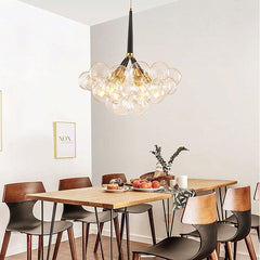 Chandelier with 18 Clear Glass Balls and 6 Lights