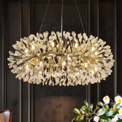 Chandelier with 20 Lights and Crystal Strands in Gold