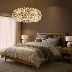 Chandelier with 20 Lights and Crystal Strands in Gold