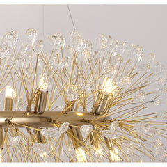 Chandelier with 20 Lights and Crystal Strands in Gold