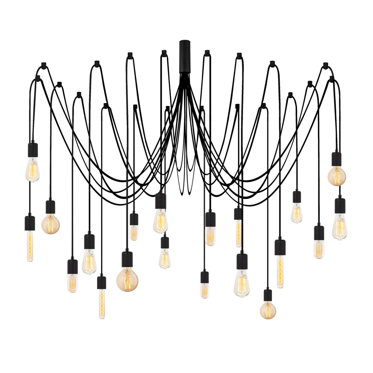 Chandelier with 20 Lights in Black Hammered Aluminum