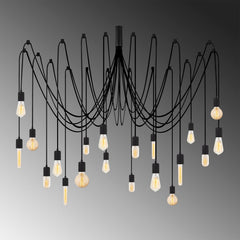 Chandelier with 20 Lights in Black Hammered Aluminum