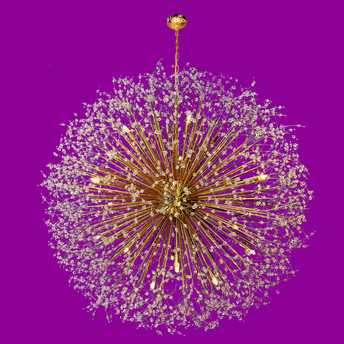 Chandelier with 24 Lights and Real Crystal Accents in Gold