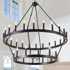 Chandelier with 36 Lights in Matte Black Metal