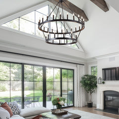 Chandelier with 36 Lights in Matte Black Metal
