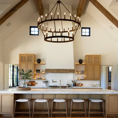 Chandelier with 36 Lights in Matte Black Metal
