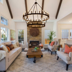 Chandelier with 36 Lights in Matte Black Metal