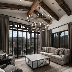 Chandelier with 36 Lights in Matte Black Metal