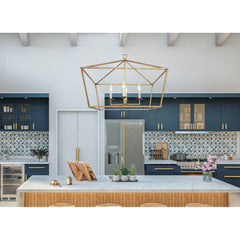 Chandelier with 4 Lights and Open Geometric Metal Frame