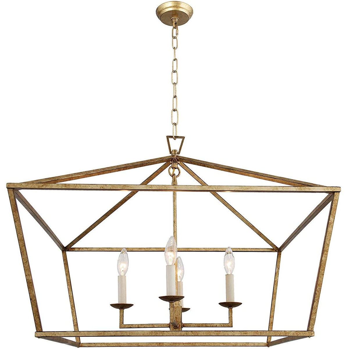 Chandelier with 4 Lights and Open Geometric Metal Frame